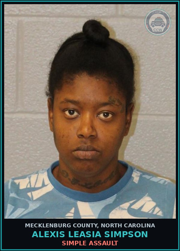 Booking mugshot of ALEXIS LEASIA SIMPSON in Mecklenburg County