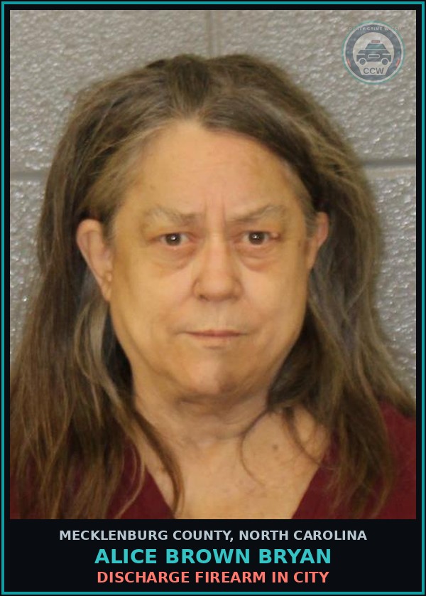 Booking mugshot of ALICE BROWN BRYAN in Mecklenburg County
