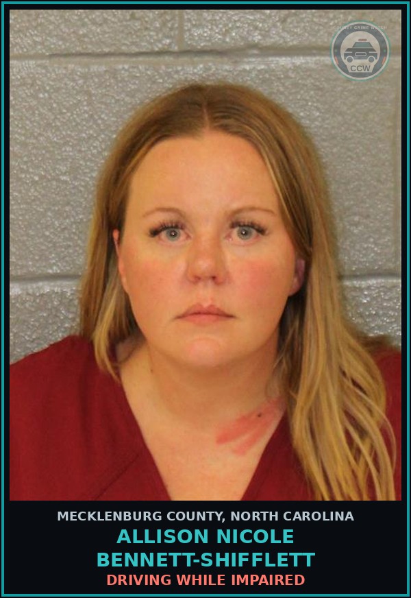 Booking mugshot of ALLISON NICOLE BENNETT-SHIFFLETT in Mecklenburg County