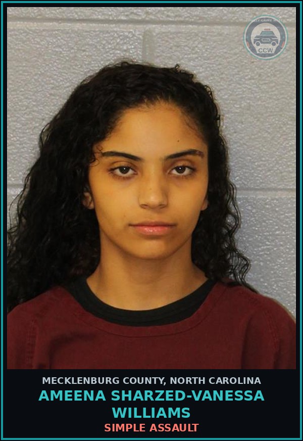 Booking mugshot of AMEENA SHARZED-VANESSA WILLIAMS in Mecklenburg County