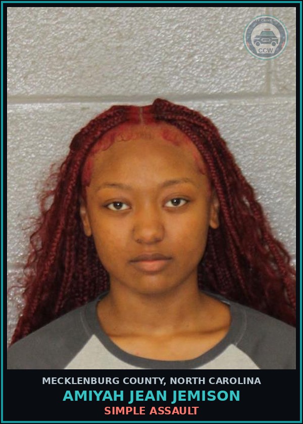 Booking mugshot of AMIYAH JEAN JEMISON in Mecklenburg County