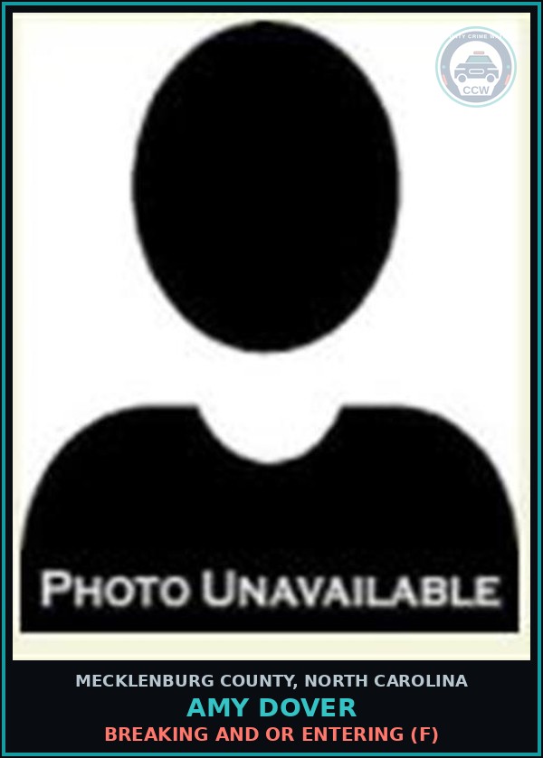 Booking mugshot of AMY DOVER in Mecklenburg County