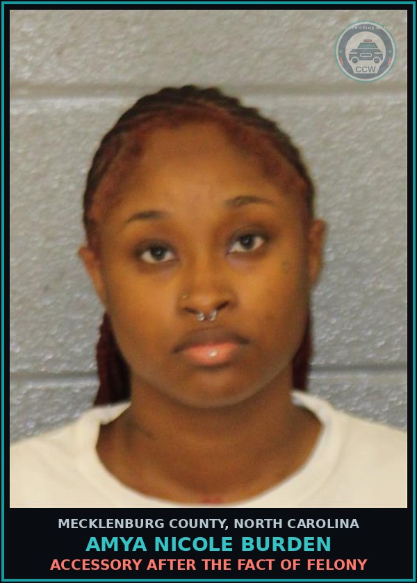Booking mugshot of AMYA NICOLE BURDEN in Mecklenburg County
