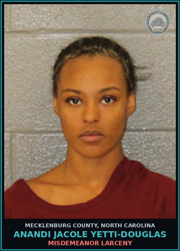 Booking mugshot of ANANDI JACOLE YETTI-DOUGLAS in Mecklenburg County