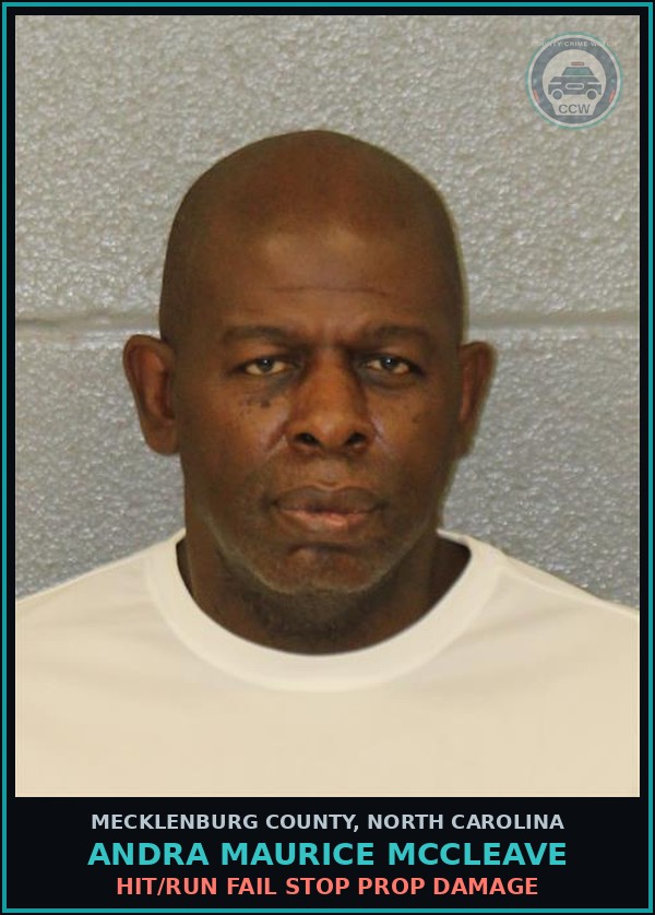 Booking mugshot of ANDRA MAURICE MCCLEAVE in Mecklenburg County