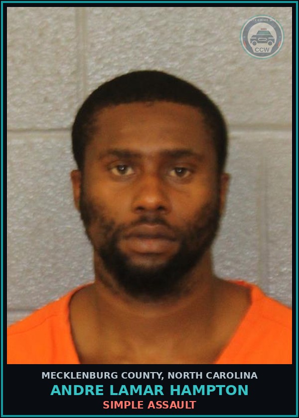 Booking mugshot of ANDRE LAMAR HAMPTON in Mecklenburg County