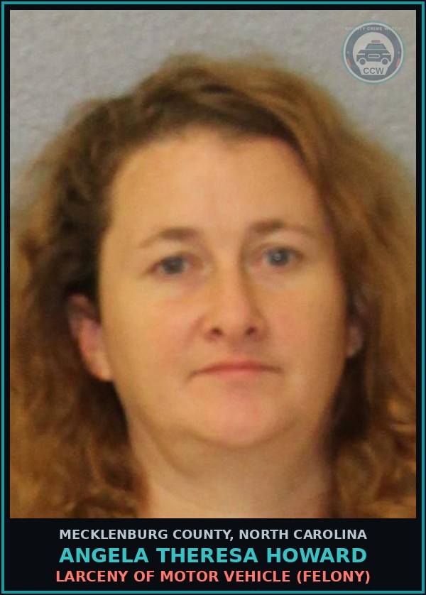 Booking mugshot of ANGELA THERESA HOWARD in Mecklenburg County