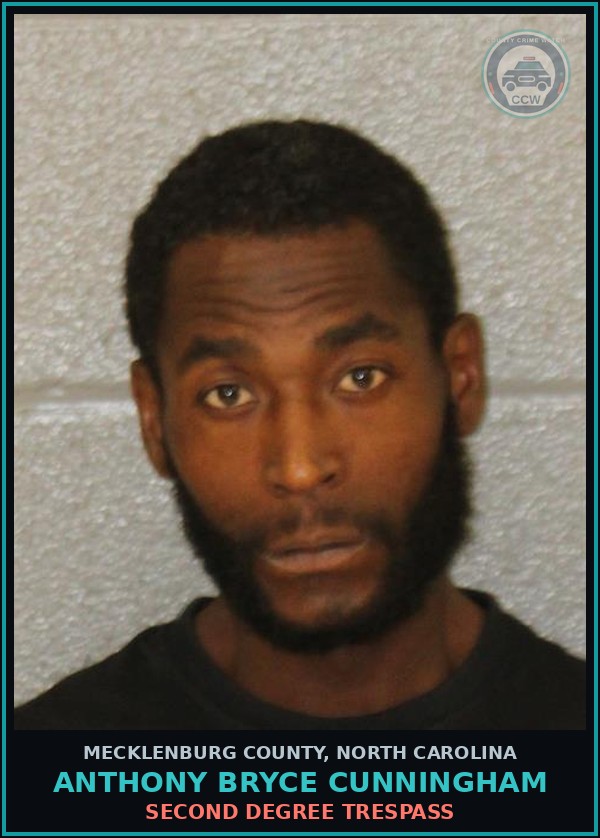 Booking mugshot of ANTHONY BRYCE CUNNINGHAM in Mecklenburg County