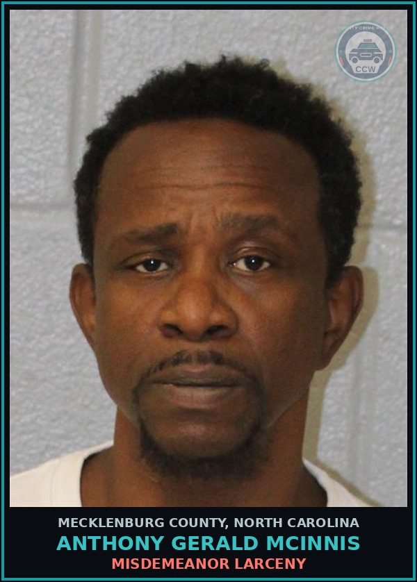 Booking mugshot of ANTHONY GERALD MCINNIS in Mecklenburg County