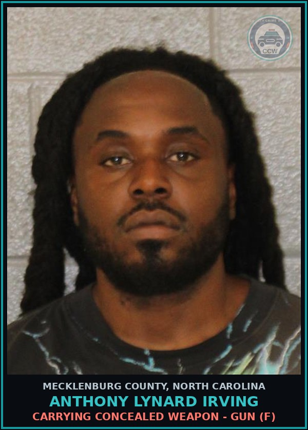 Booking mugshot of ANTHONY LYNARD IRVING in Mecklenburg County