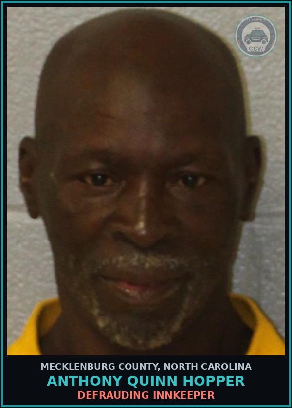 Booking mugshot of ANTHONY QUINN HOPPER in Mecklenburg County