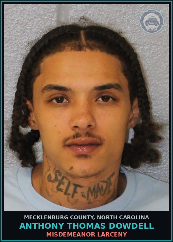 Booking mugshot of ANTHONY THOMAS DOWDELL in Mecklenburg County