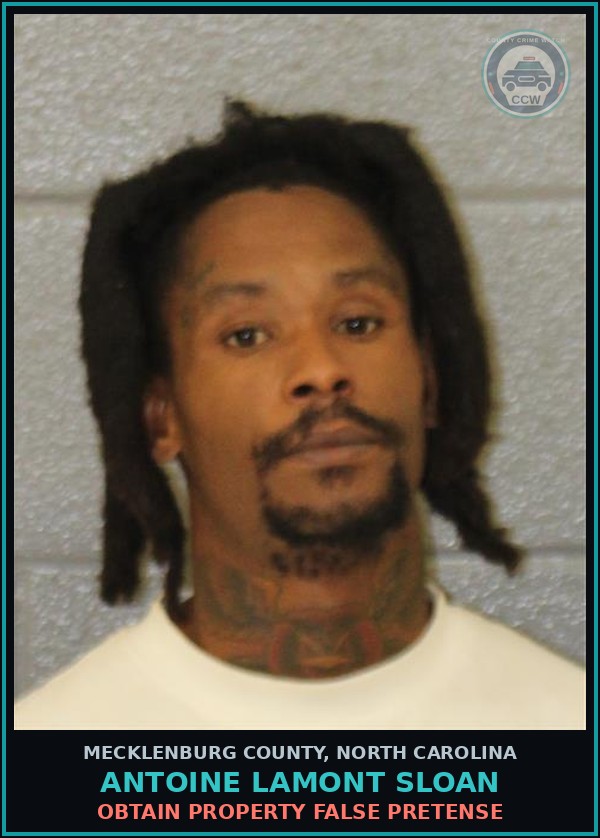 Booking mugshot of ANTOINE LAMONT SLOAN in Mecklenburg County