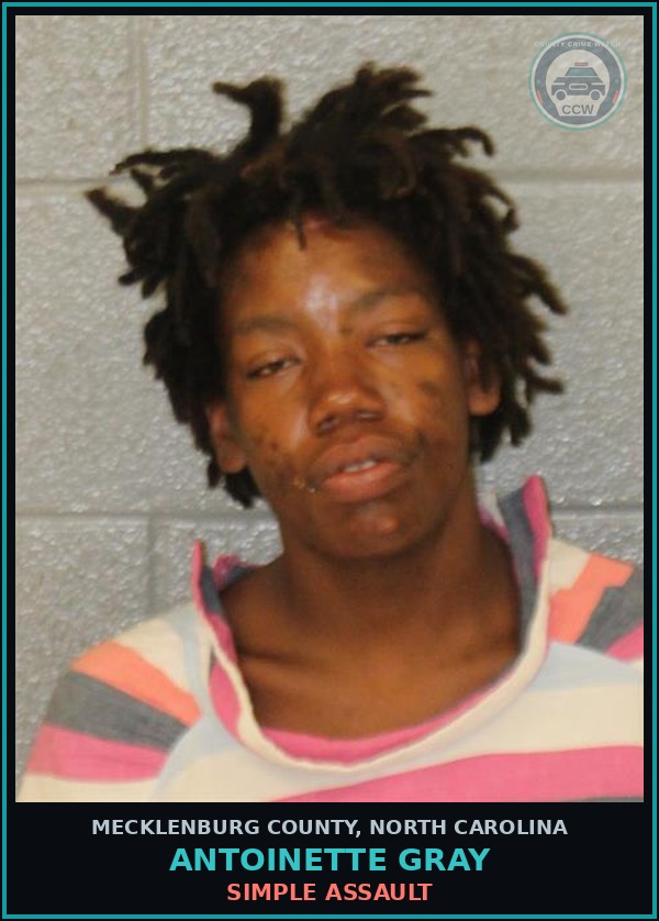 Booking mugshot of ANTOINETTE GRAY in Mecklenburg County