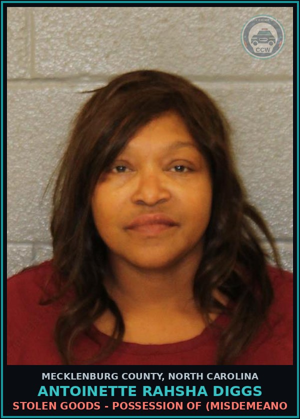 Booking mugshot of ANTOINETTE RAHSHA DIGGS in Mecklenburg County