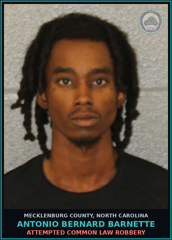 Booking mugshot of ANTONIO BERNARD BARNETTE in Mecklenburg County