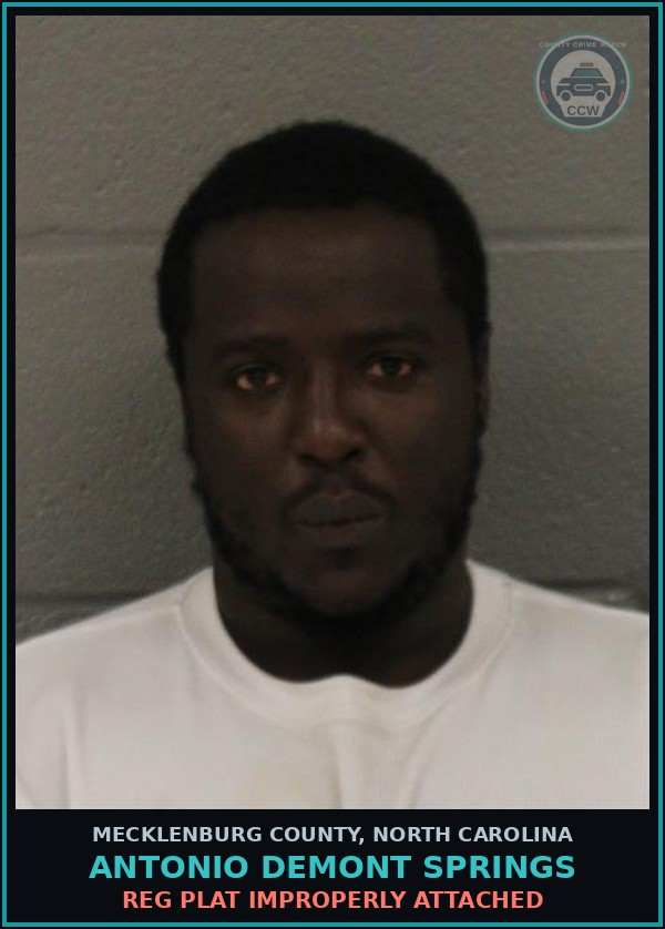 Booking mugshot of ANTONIO DEMONT SPRINGS in Mecklenburg County