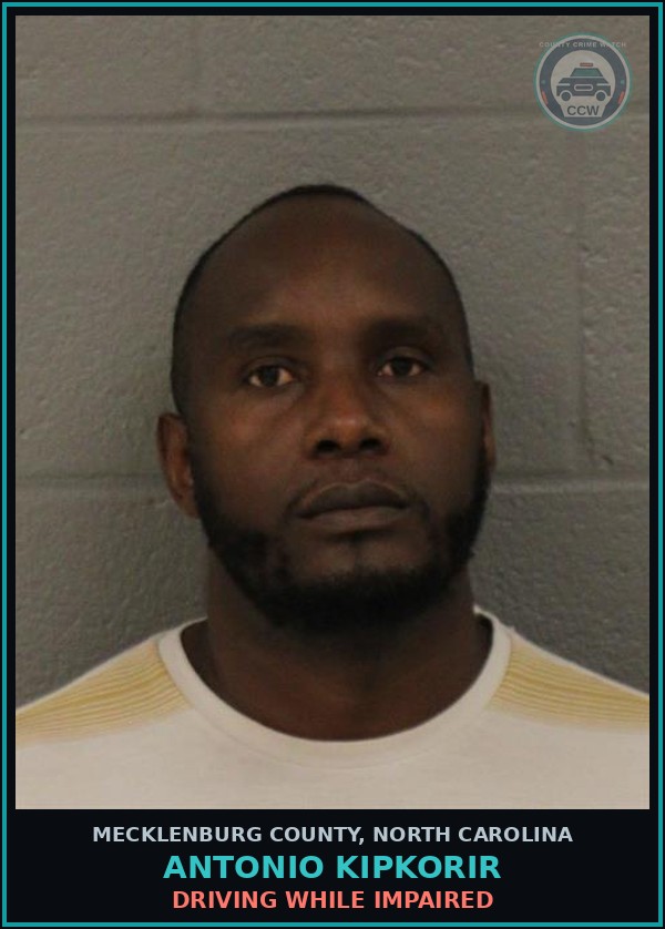 Booking mugshot of ANTONIO KIPKORIR in Mecklenburg County
