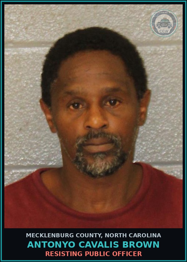 Booking mugshot of ANTONYO CAVALIS BROWN in Mecklenburg County