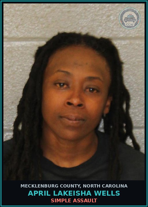 Booking mugshot of APRIL LAKEISHA WELLS in Mecklenburg County