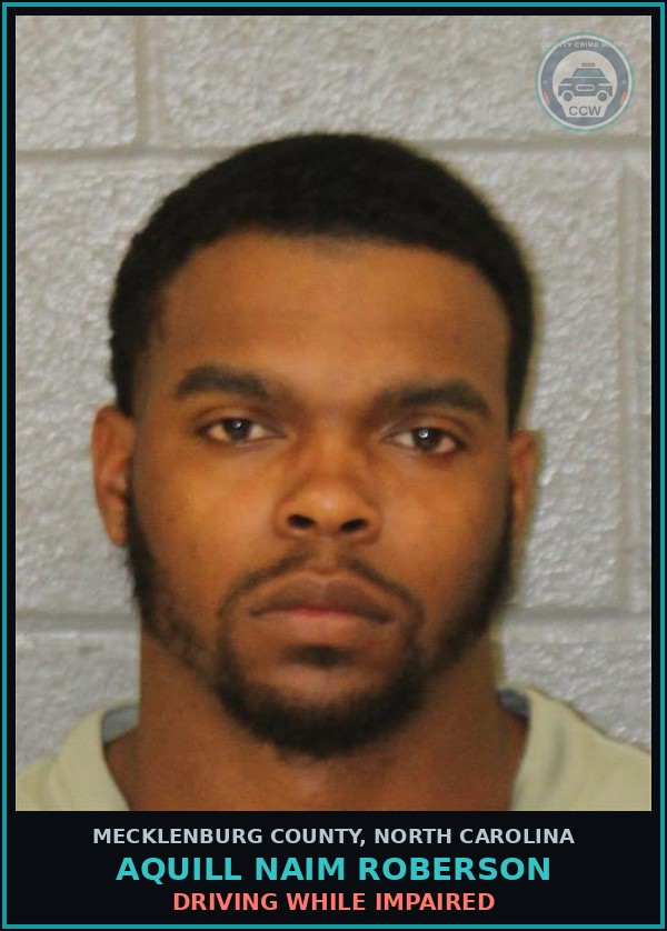 Booking mugshot of AQUILL NAIM ROBERSON in Mecklenburg County
