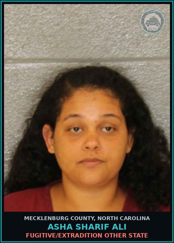 Booking mugshot of ASHA SHARIF ALI in Mecklenburg County