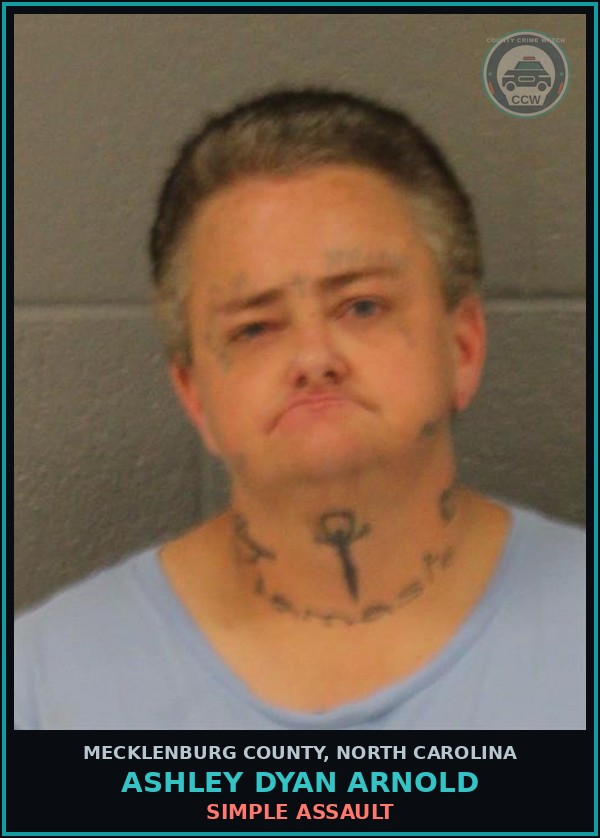 Booking mugshot of ASHLEY DYAN ARNOLD in Mecklenburg County