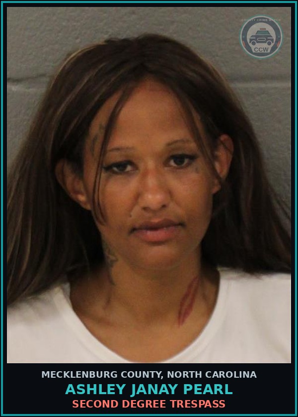 Booking mugshot of ASHLEY JANAY PEARL in Mecklenburg County