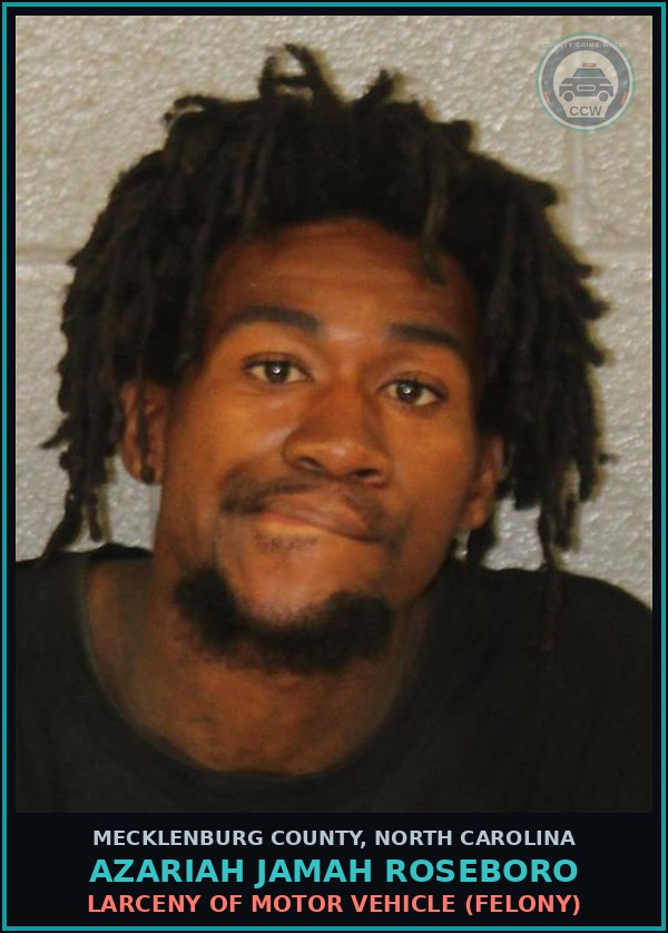 Booking mugshot of AZARIAH JAMAH ROSEBORO in Mecklenburg County