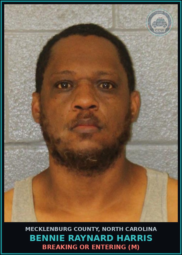 Booking mugshot of BENNIE RAYNARD HARRIS in Mecklenburg County