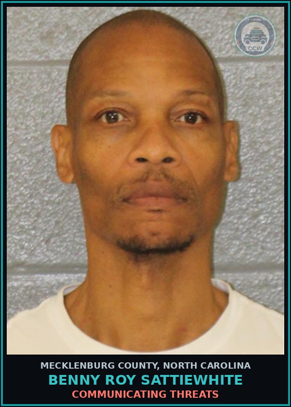 Booking mugshot of BENNY ROY SATTIEWHITE in Mecklenburg County