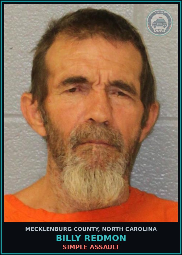 Booking mugshot of BILLY REDMON in Mecklenburg County