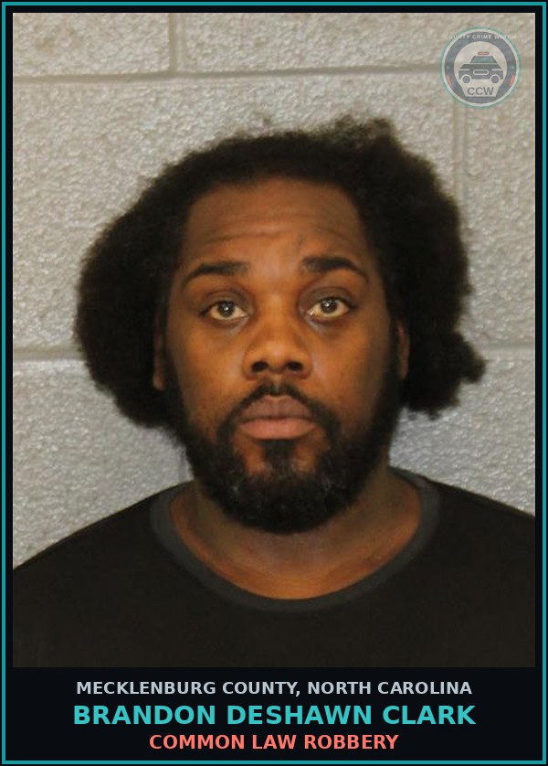 Booking mugshot of BRANDON DESHAWN CLARK in Mecklenburg County