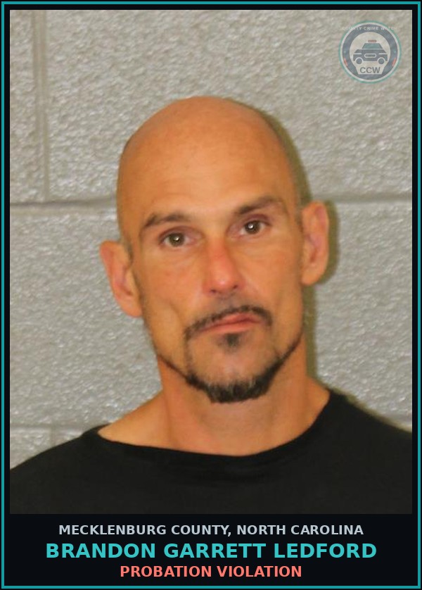 Booking mugshot of BRANDON GARRETT LEDFORD in Mecklenburg County