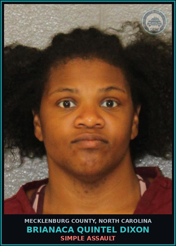 Booking mugshot of BRIANACA QUINTEL DIXON in Mecklenburg County