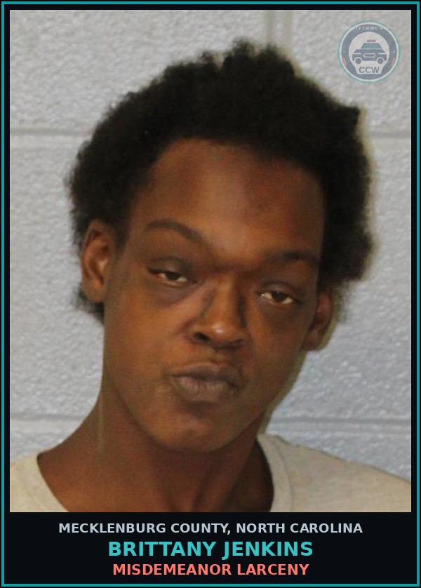 Booking mugshot of BRITTANY JENKINS in Mecklenburg County
