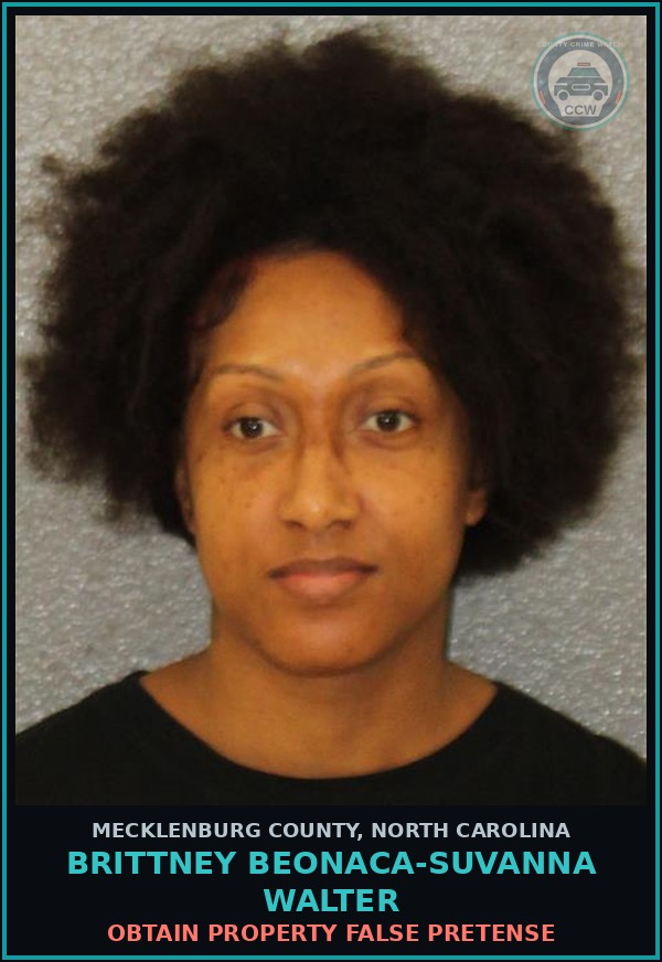 Booking mugshot of BRITTNEY BEONACA-SUVANNA WALTER in Mecklenburg County