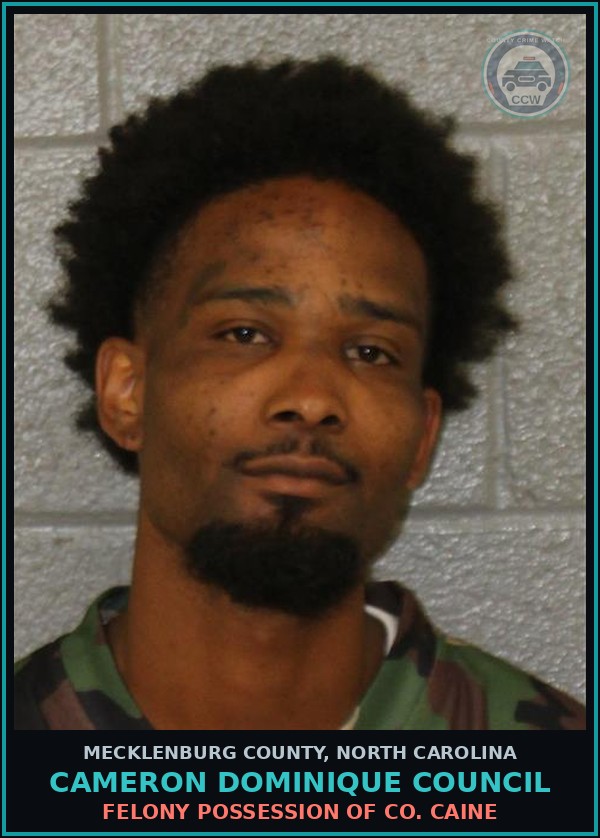 Booking mugshot of CAMERON DOMINIQUE COUNCIL in Mecklenburg County