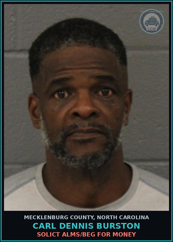 Booking mugshot of CARL DENNIS BURSTON in Mecklenburg County