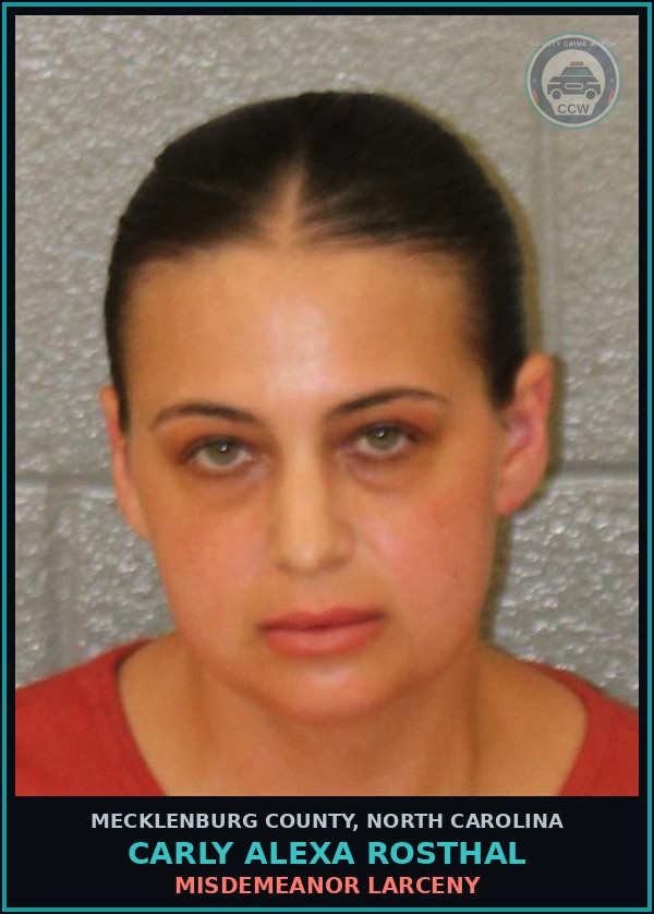 Booking mugshot of CARLY ALEXA ROSTHAL in Mecklenburg County