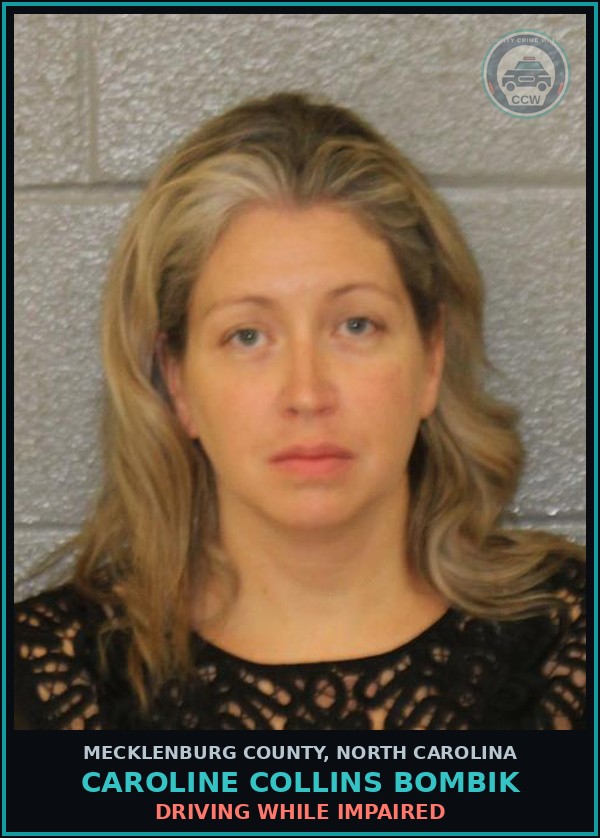 Booking mugshot of CAROLINE COLLINS BOMBIK in Mecklenburg County