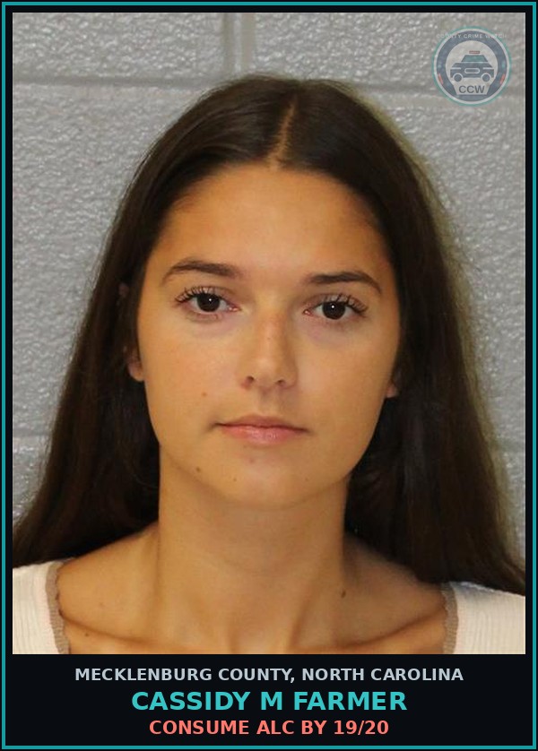 Booking mugshot of CASSIDY M FARMER in Mecklenburg County