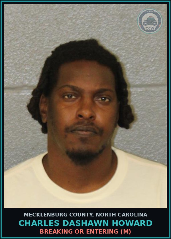 Booking mugshot of CHARLES DASHAWN HOWARD in Mecklenburg County