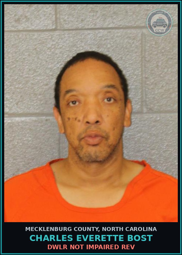 Booking mugshot of CHARLES EVERETTE BOST in Mecklenburg County