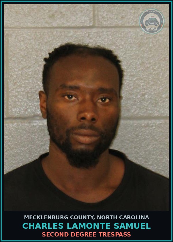 Booking mugshot of CHARLES LAMONTE SAMUEL in Mecklenburg County