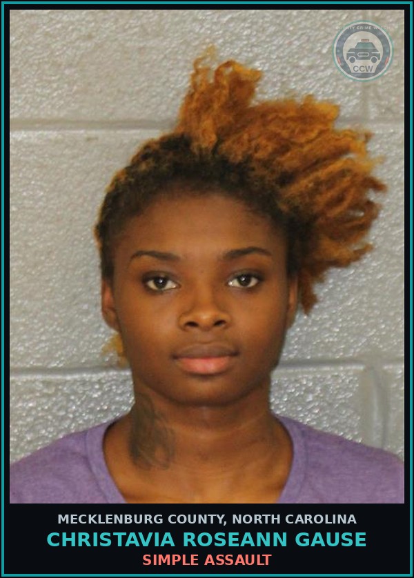 Booking mugshot of CHRISTAVIA ROSEANN GAUSE in Mecklenburg County