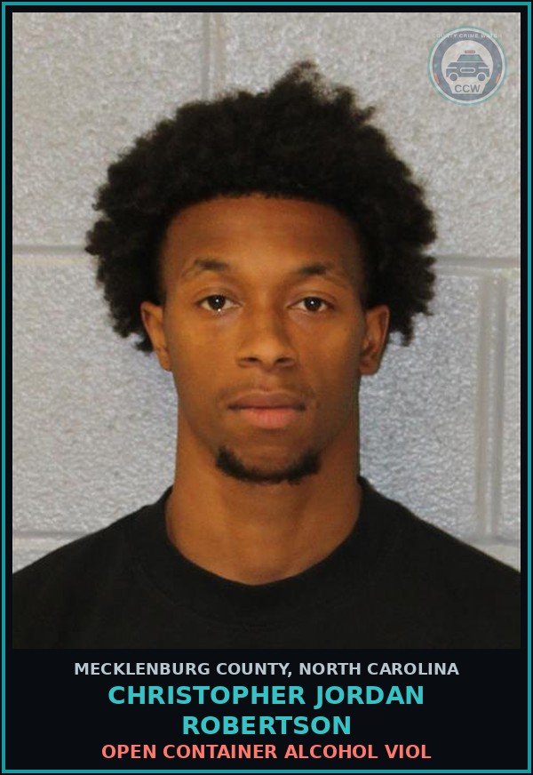 Booking mugshot of CHRISTOPHER JORDAN ROBERTSON in Mecklenburg County