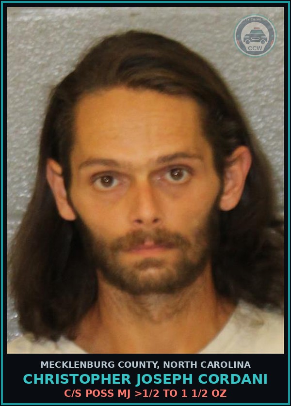 Booking mugshot of CHRISTOPHER JOSEPH CORDANI in Mecklenburg County