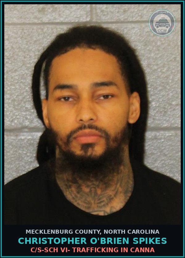 Booking mugshot of CHRISTOPHER O'BRIEN SPIKES in Mecklenburg County