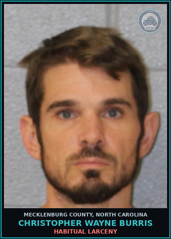 Booking mugshot of CHRISTOPHER WAYNE BURRIS in Mecklenburg County